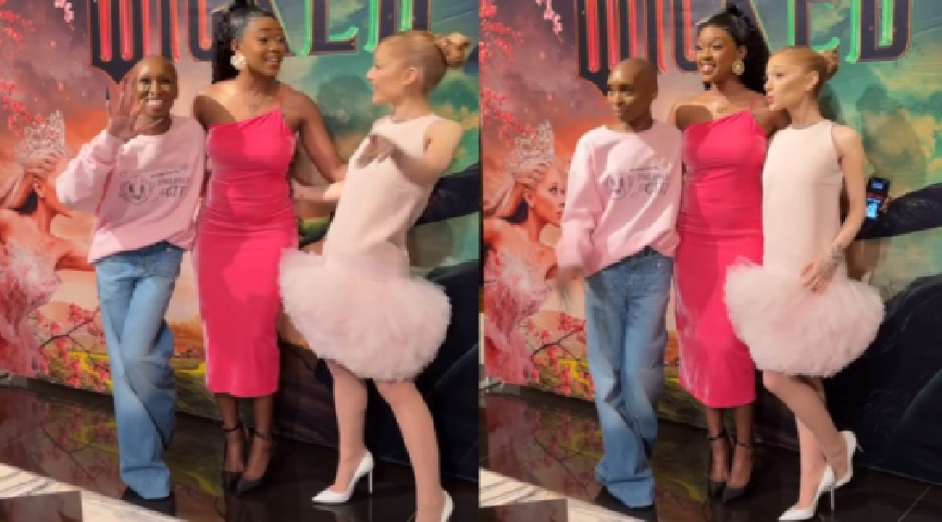 Azziad Nasenya with Cynthia Erivo(Right)  and  Ariana Grande (left)